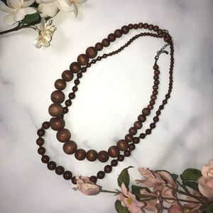 Vintage. Two Brown Wooden Necklaces